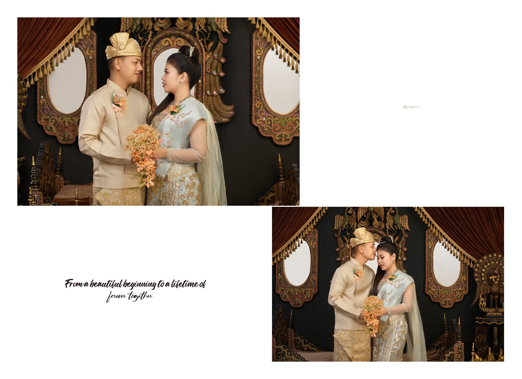 ပန်းစည်းကိုင်ထားသော ရိုးရာဝတ်စုံ
